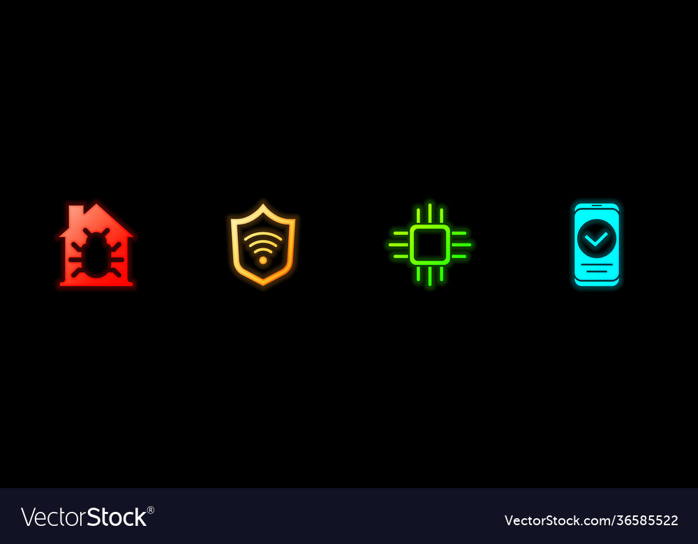 Set house system bug shield with wifi wireless vector image Set house system bug shield with wifi wireless