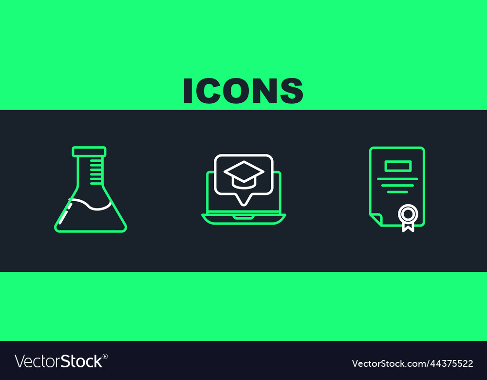 Set line certificate template test tube and flask