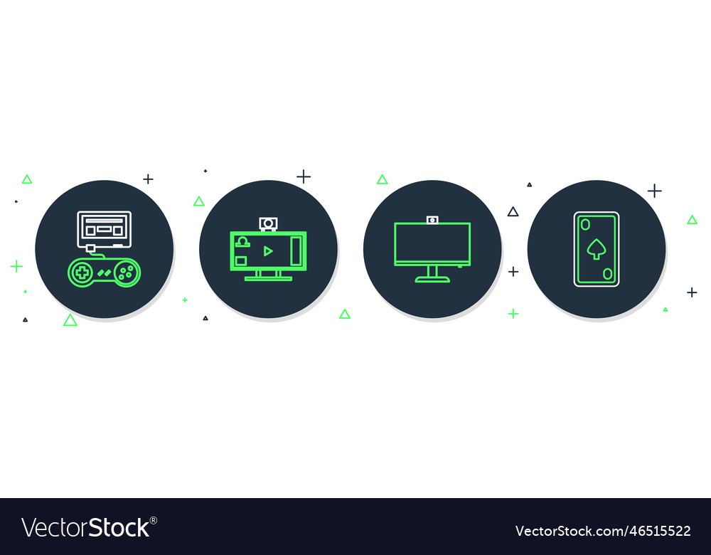 Set line live streaming online computer monitor vector image Set line live streaming online computer monitor