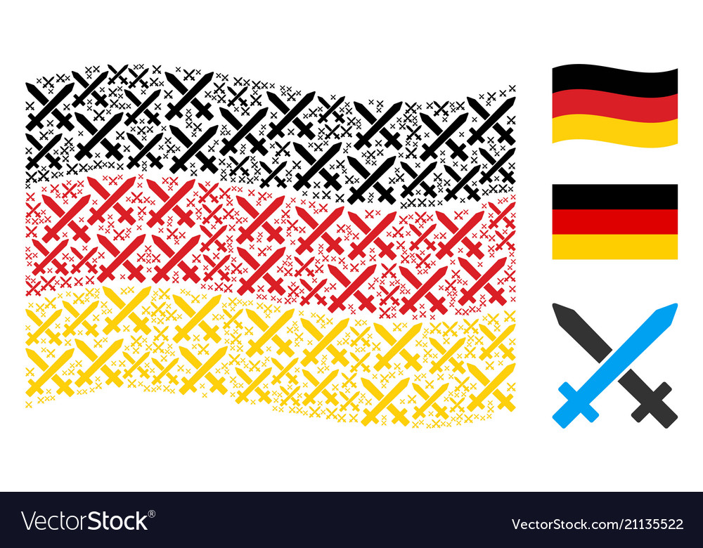 Waving germany flag pattern of crossing swords