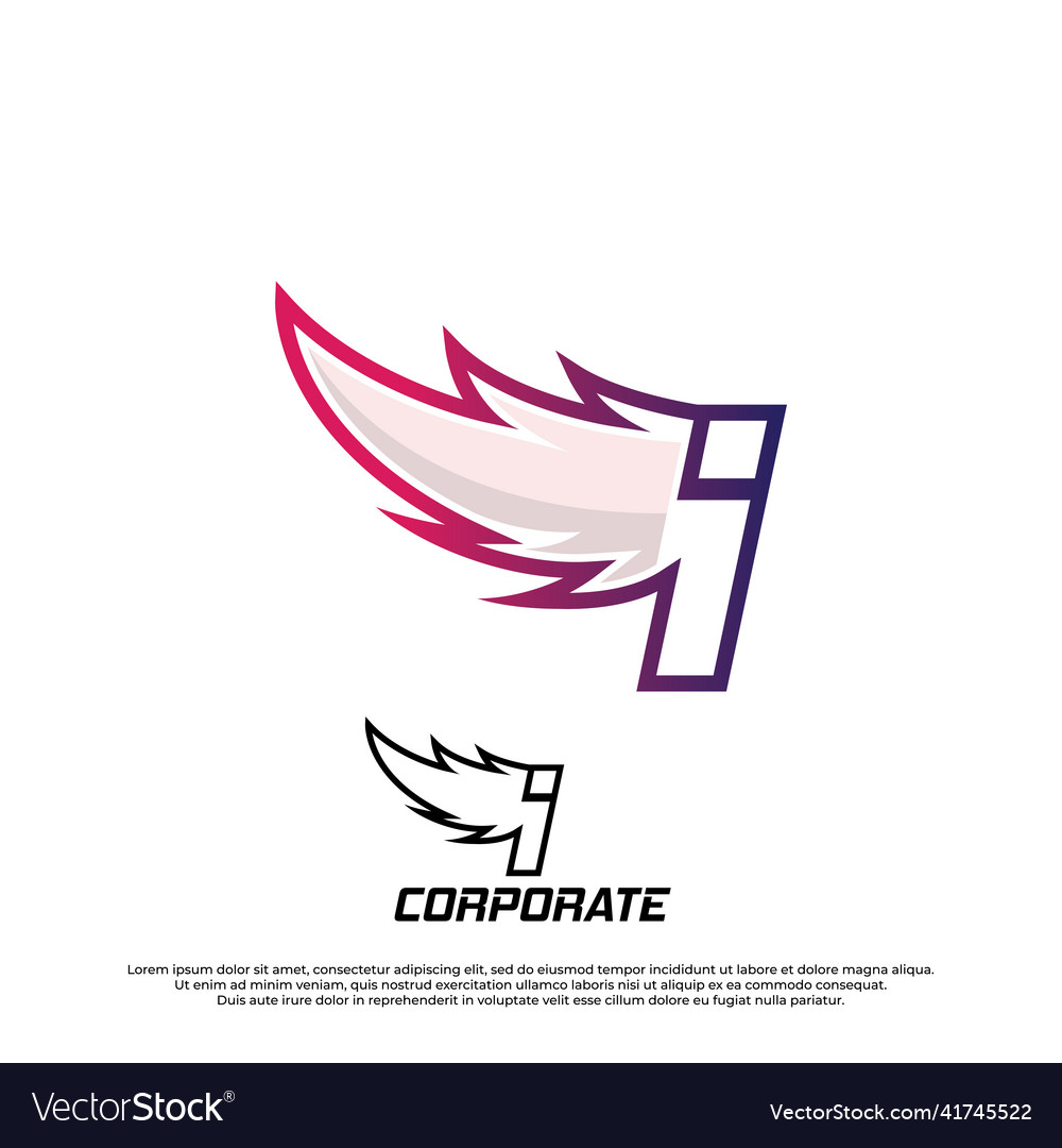 Wings logo with letter i design badges