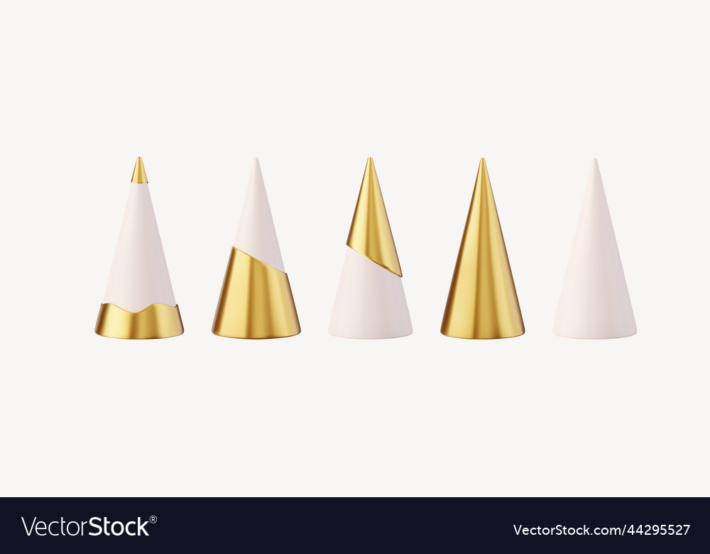 3d set of different style christmas tree cone