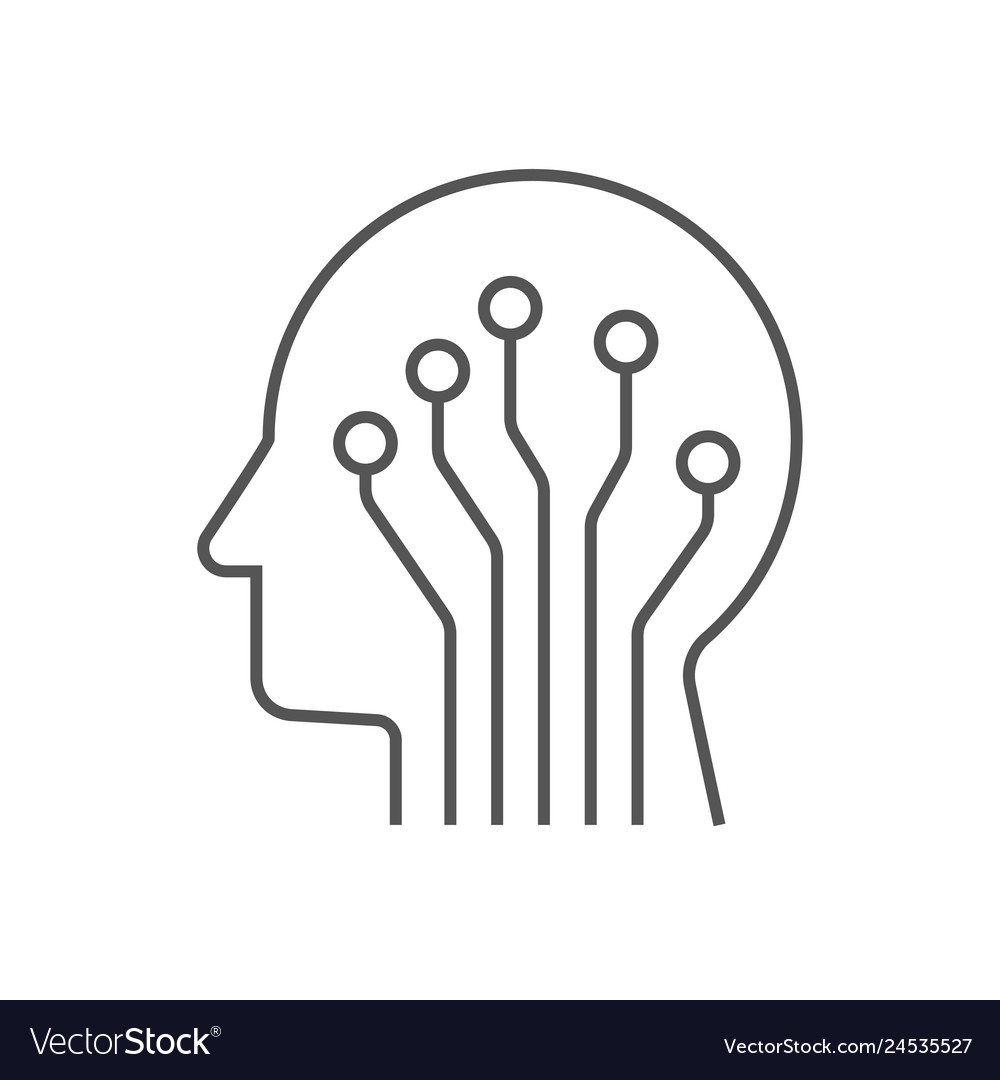 Ai - artificial intelligence concept face outline Vector Image