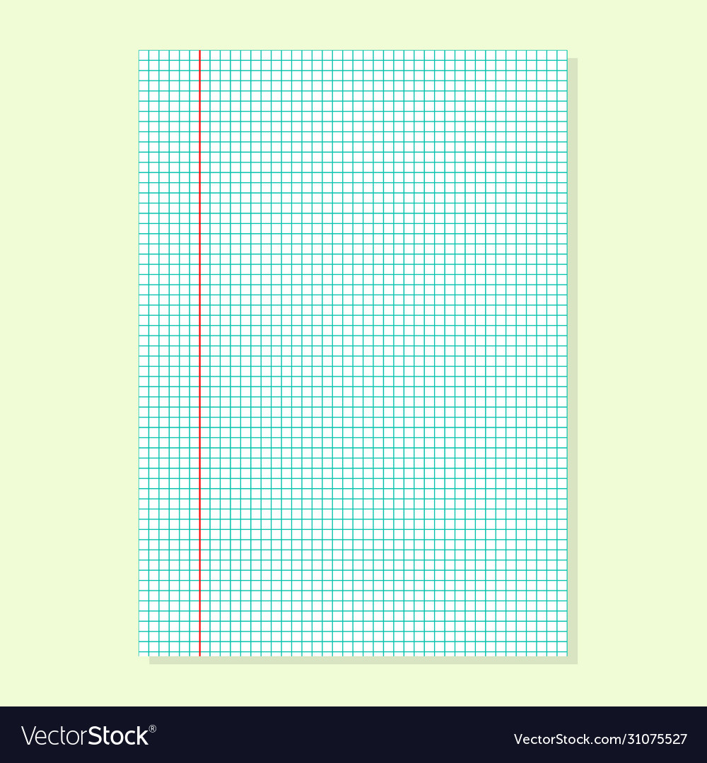Checkered sheet with a red vertical line real a4