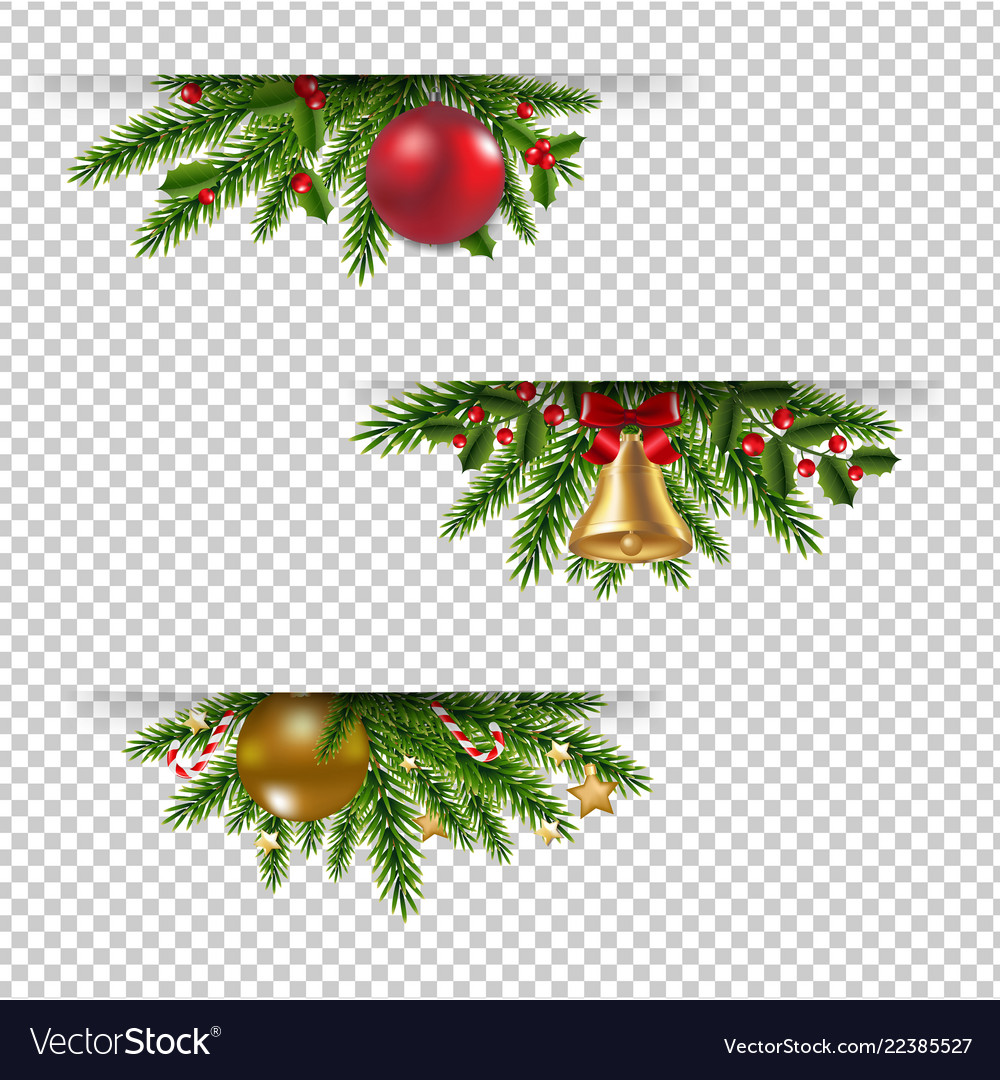 christmas garland set transparent background vector image vectorstock