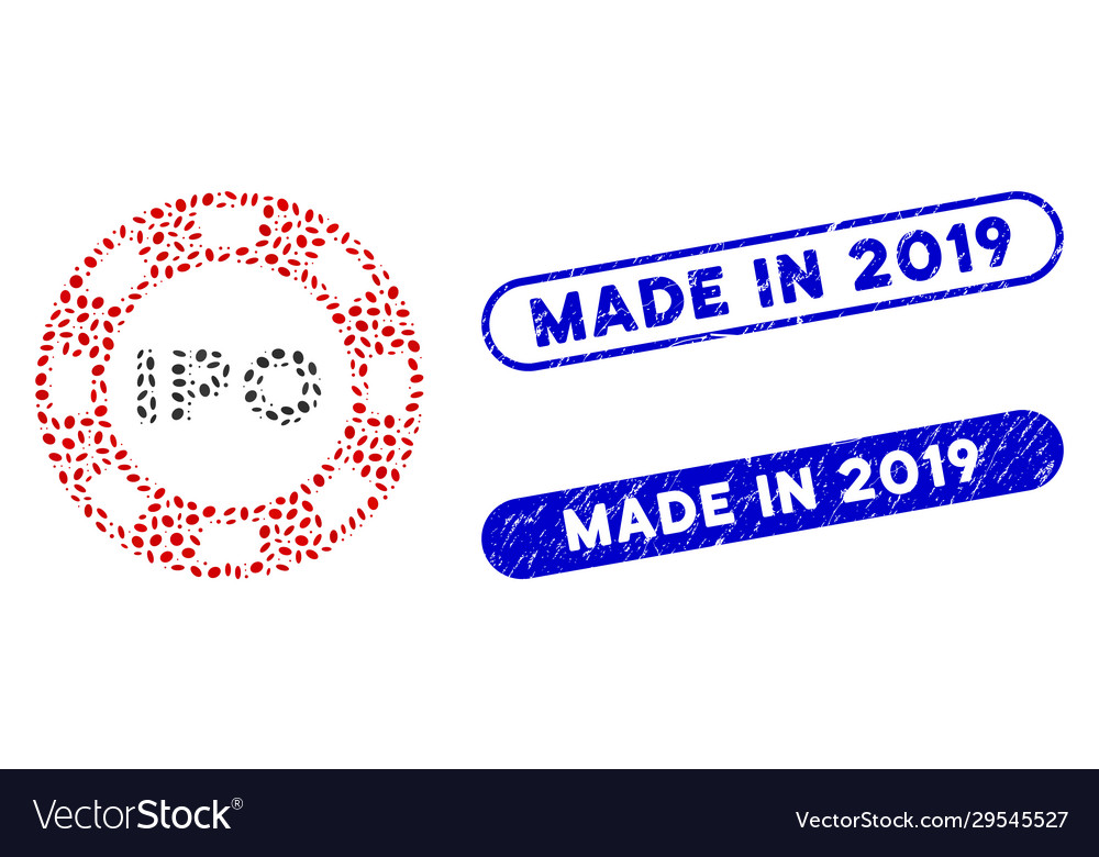 Ellipse mosaic ipo token with grunge made in 2019