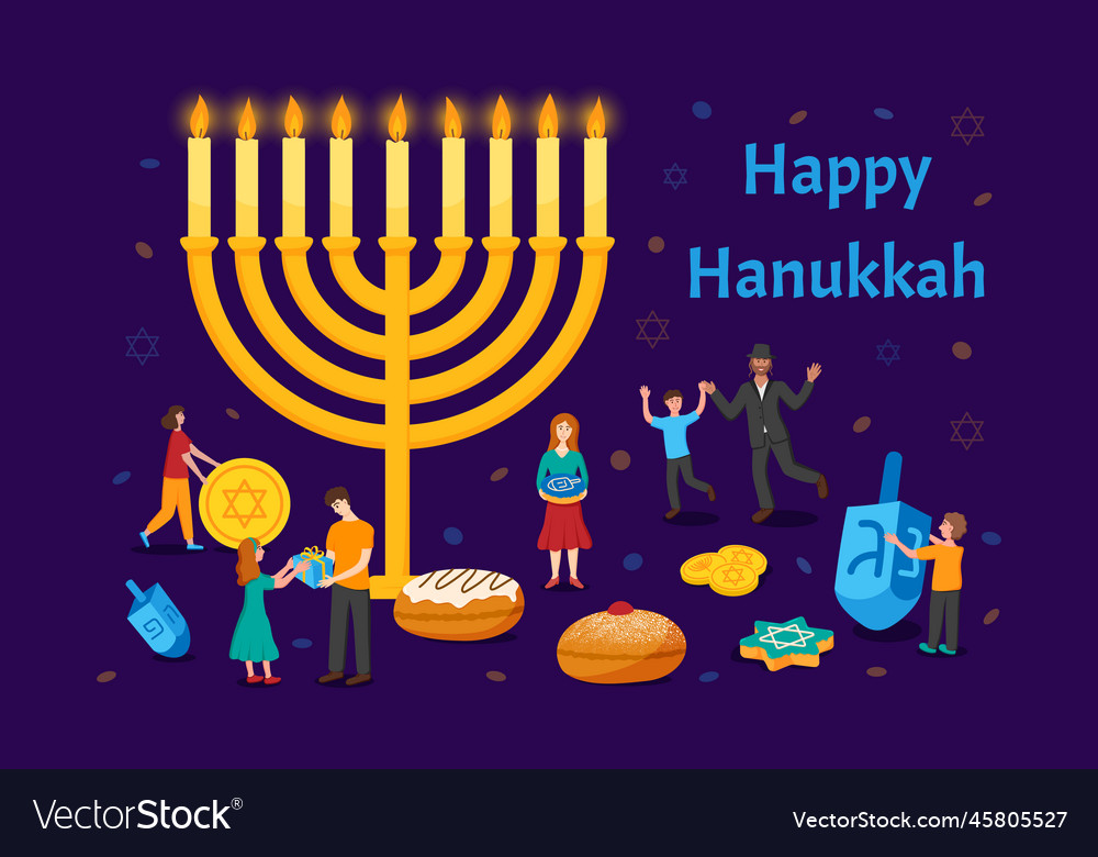 Hanukkah happy jewish festival huge candles Vector Image