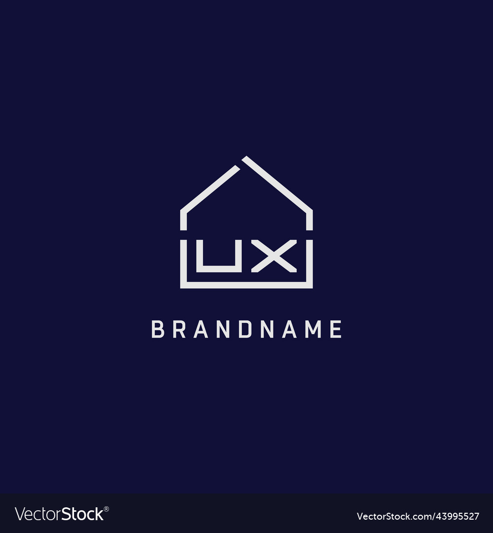 Initial letter ux roof real estate logo design