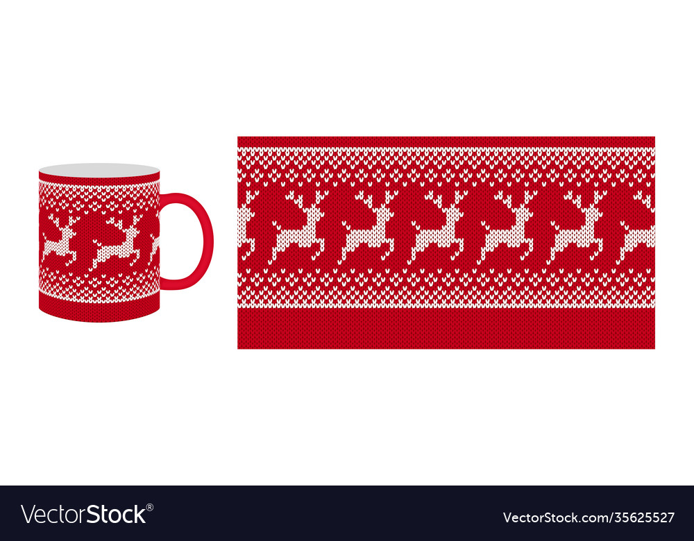 Knit seamless pattern red print border design vector image Knit seamless pattern red print border design