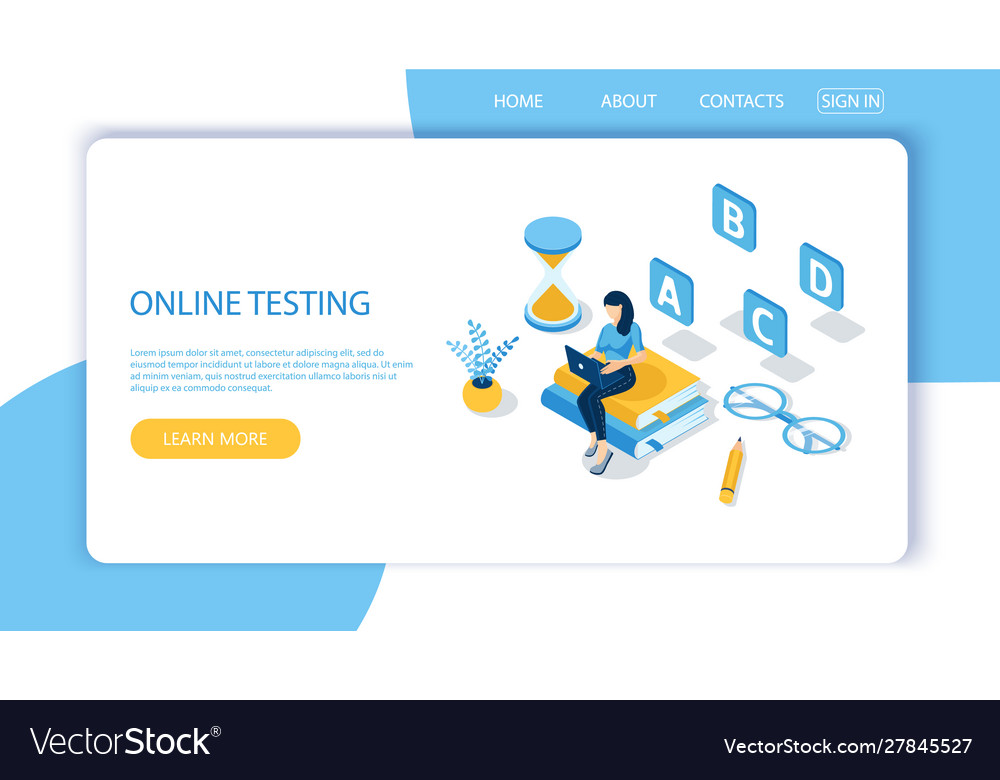 Landing page with design template for online Vector Image