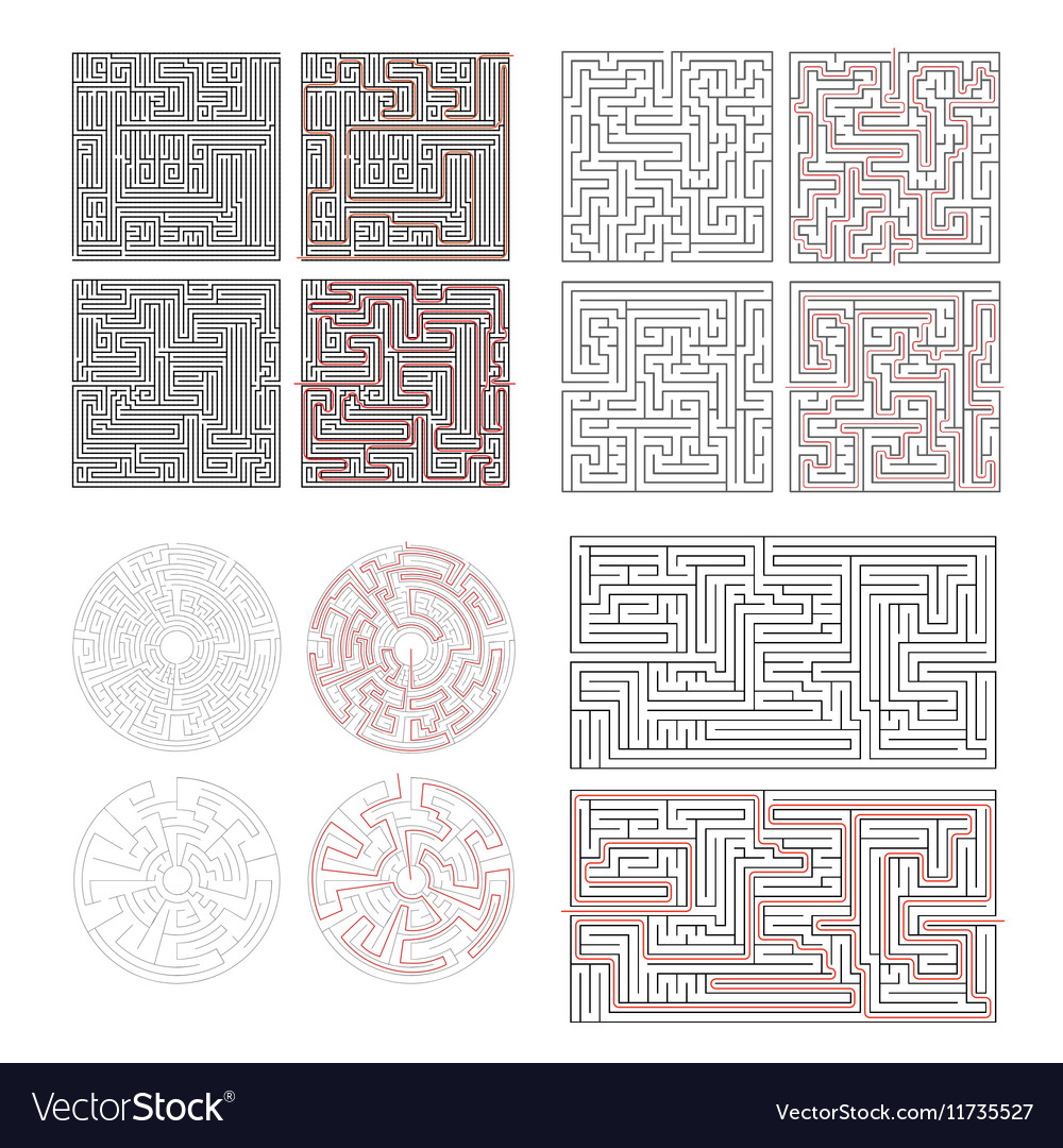 Maze Puzzle Set - Various Labyrinths