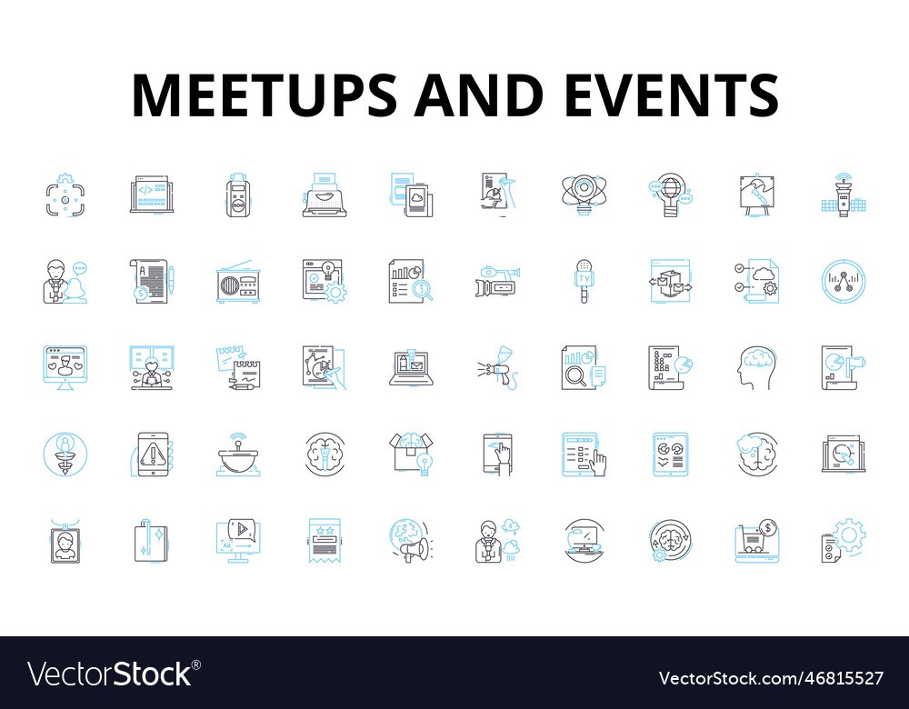 Meetups and events linear icons set nerking vector image Meetups and events linear icons set nerking