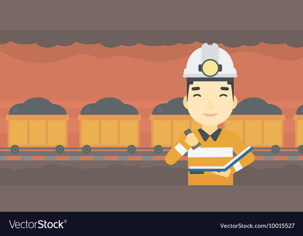 Miner checking documents