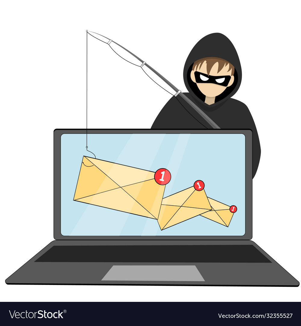 Phishing scam hacker attack and web security vector image Phishing scam hacker attack and web security