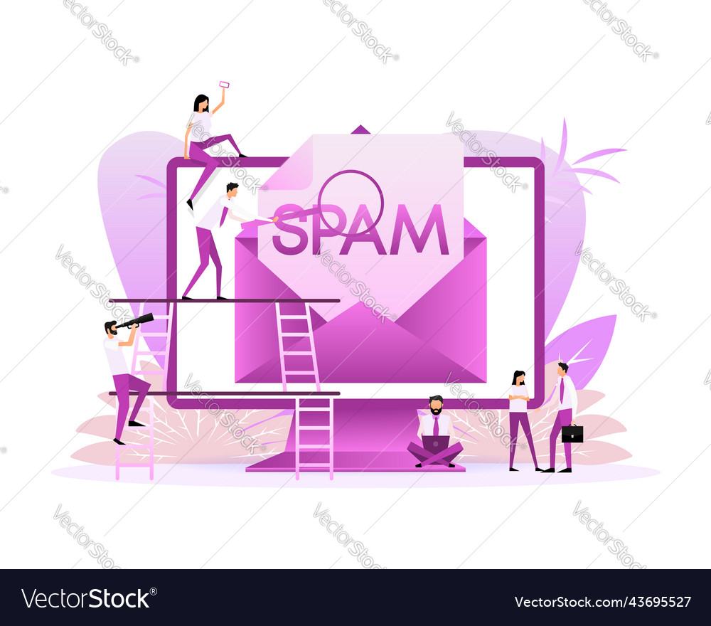 Spamming mailbox concept flat style characters vector image Spamming mailbox concept flat style characters