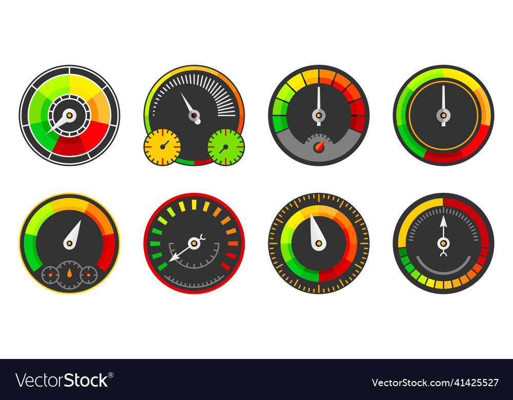 Speedometer Dashboard Interface Indicator Flat Set