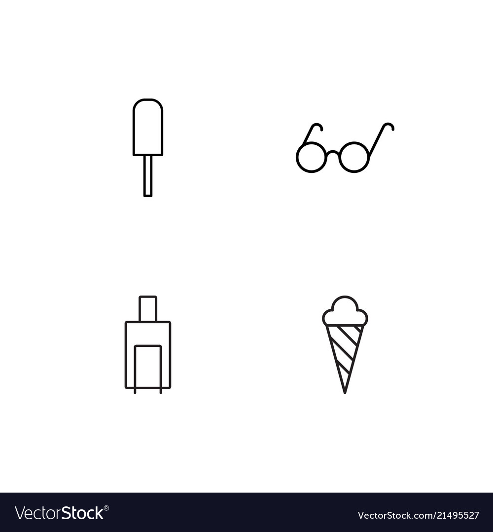 Summer linear icons set simple outline