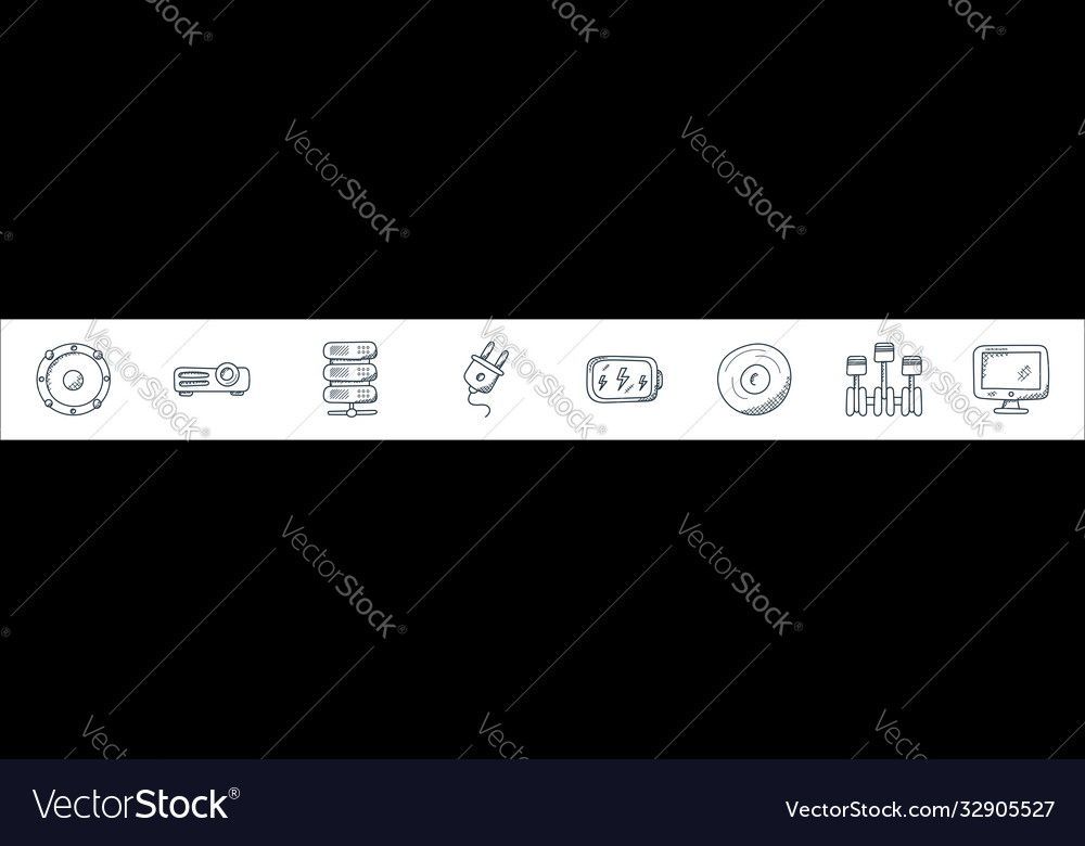 Technology line icons linear set quality
