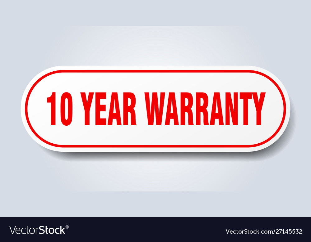 10 year warranty sign rounded