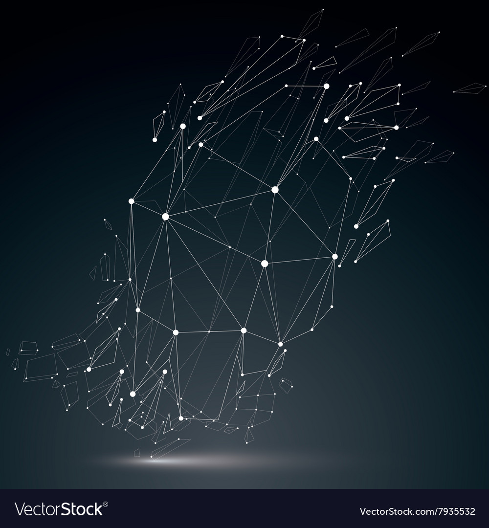 3d wireframe object broken into different