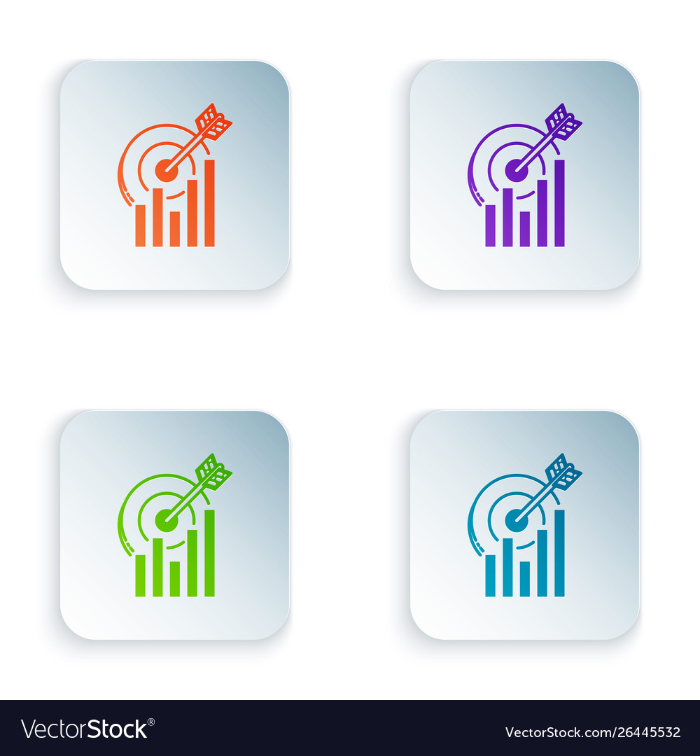 Color target with graph chart icon isolated