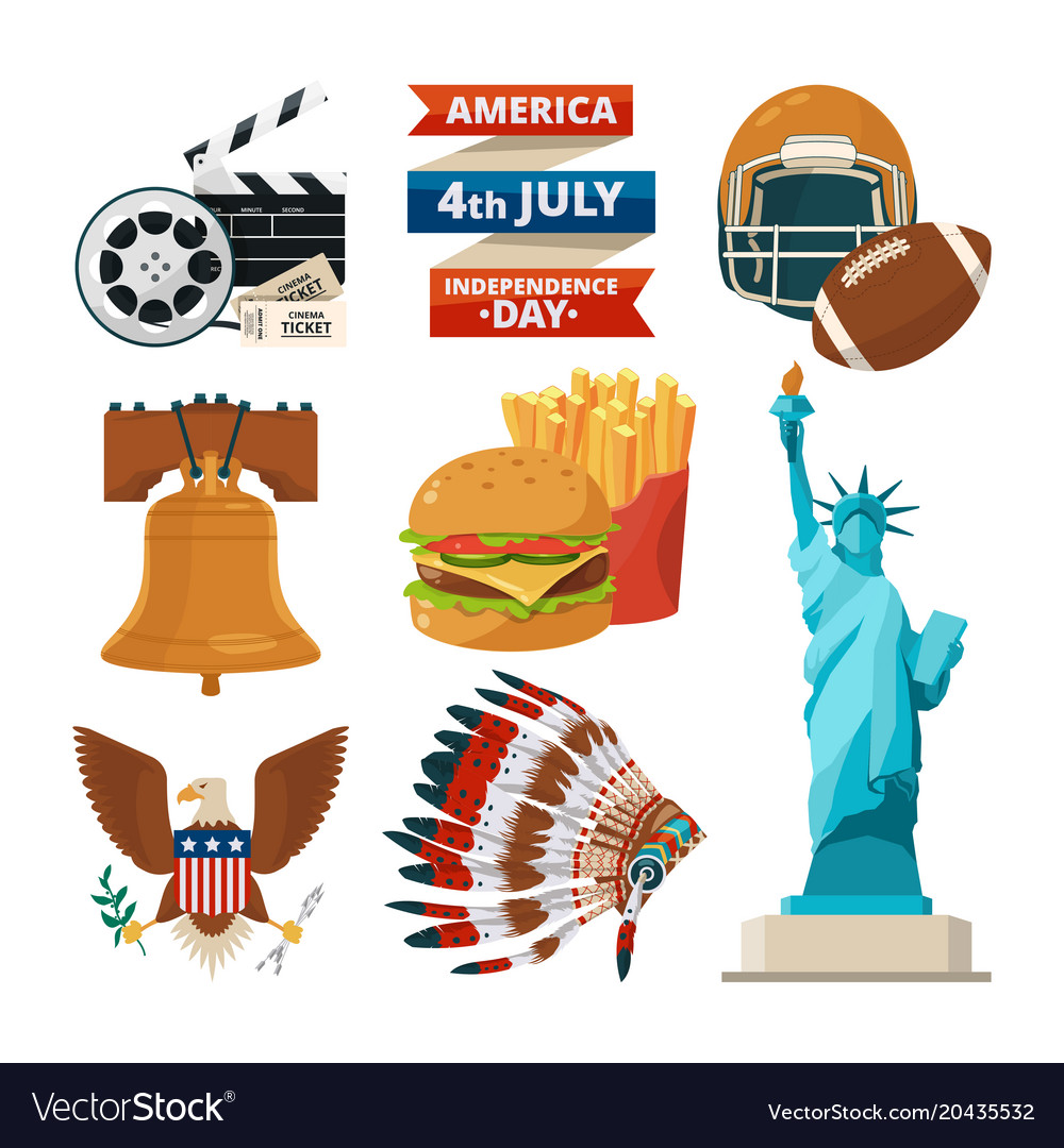 Culture objects of americans usa Royalty Free Vector Image