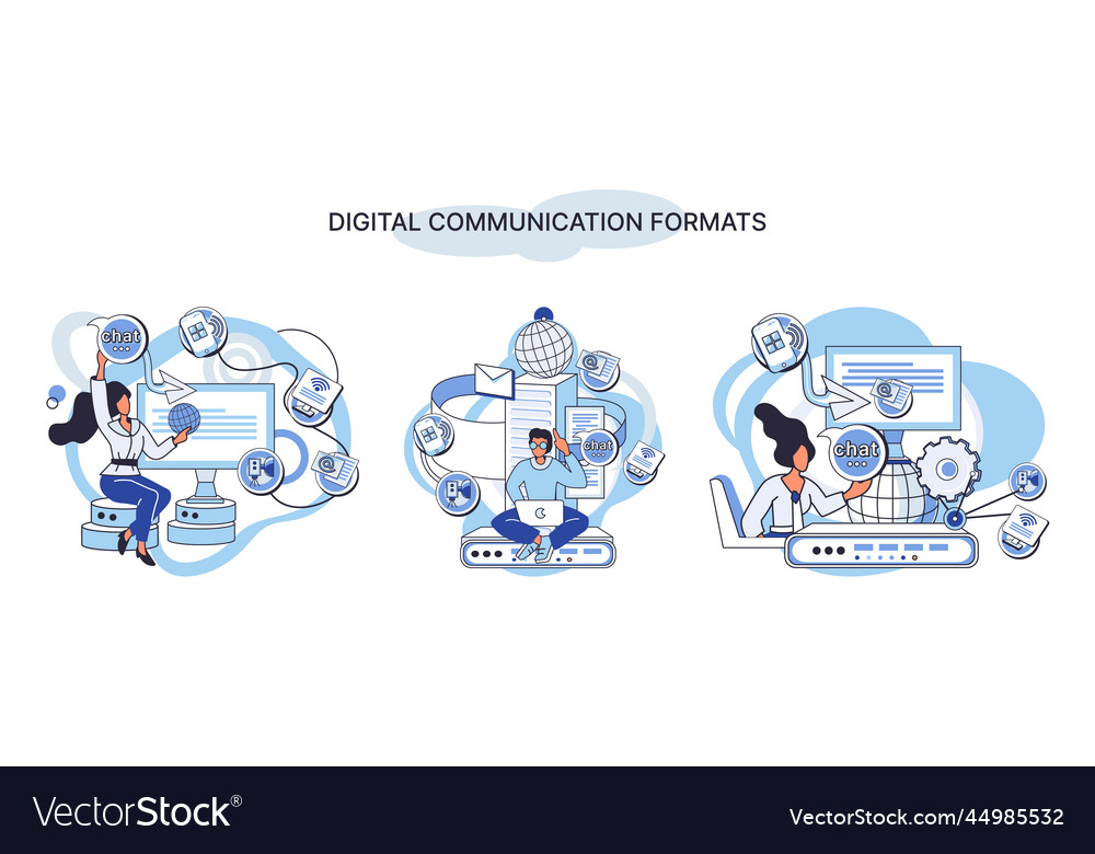 Digital communication formats metaphor content vector image Digital communication formats metaphor content