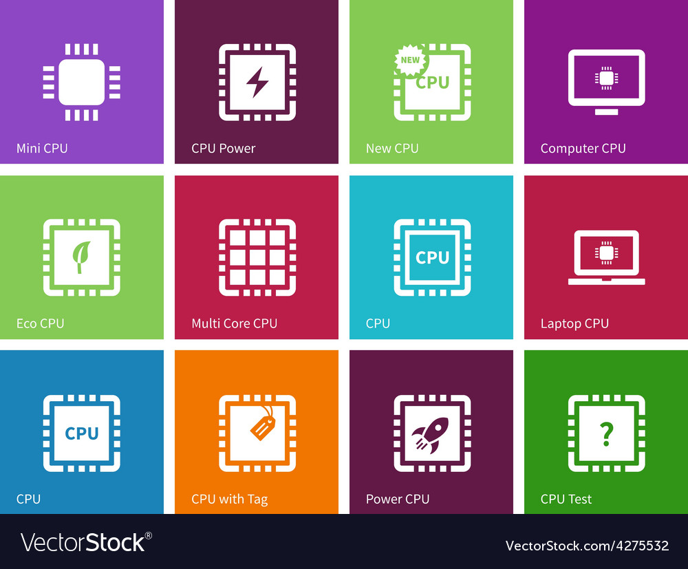 Electronic chip icons on color background