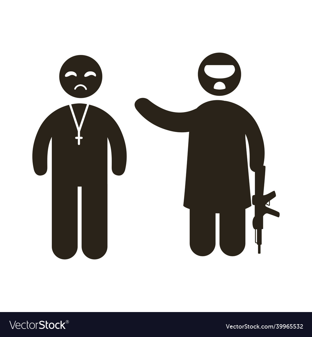 Extremist and priest Royalty Free Vector Image