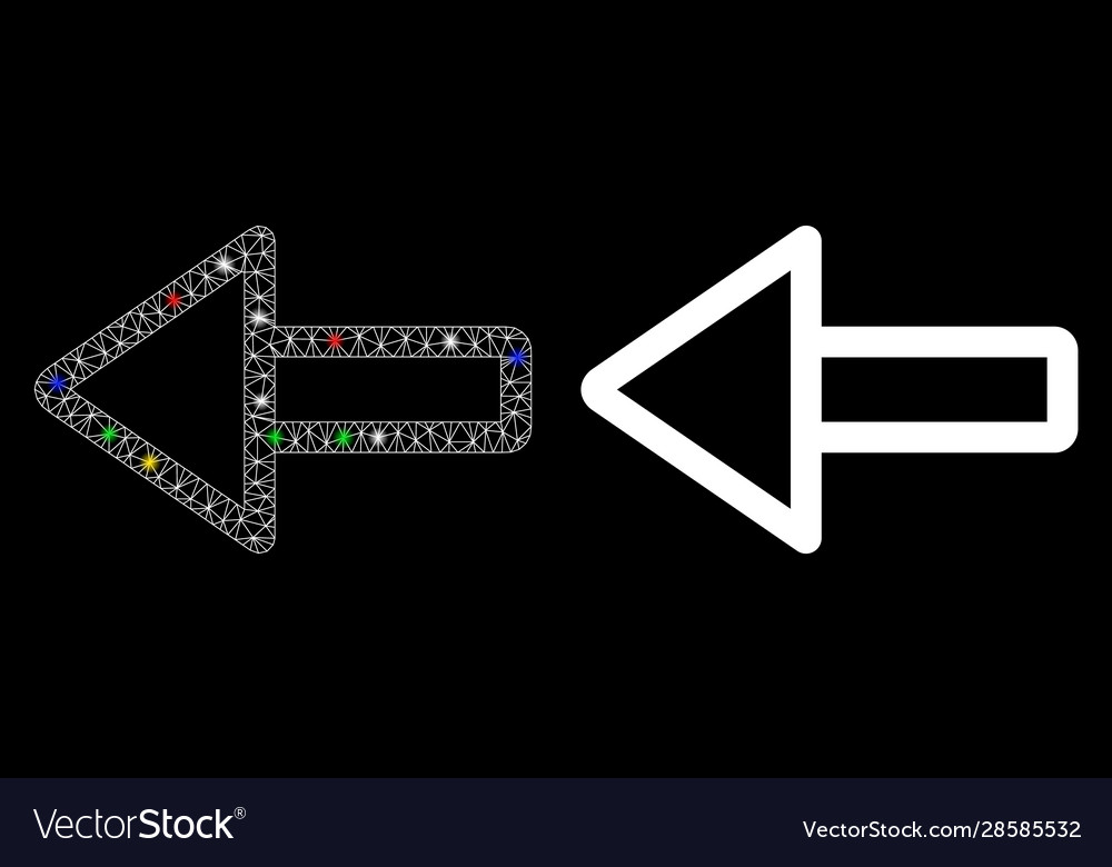 Flare mesh wire frame left arrow icon with vector image Flare mesh wire frame left arrow icon with