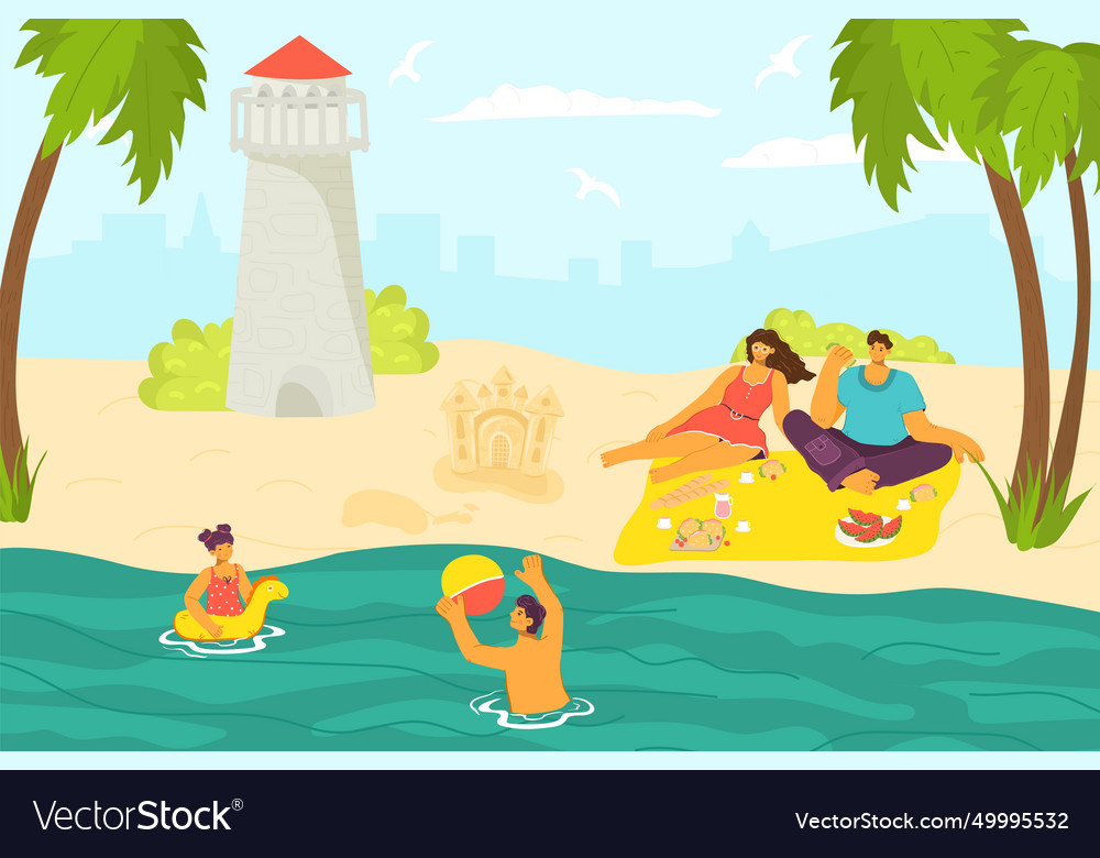 Friendly lovely romantic family together relax vector image Friendly lovely romantic family together relax