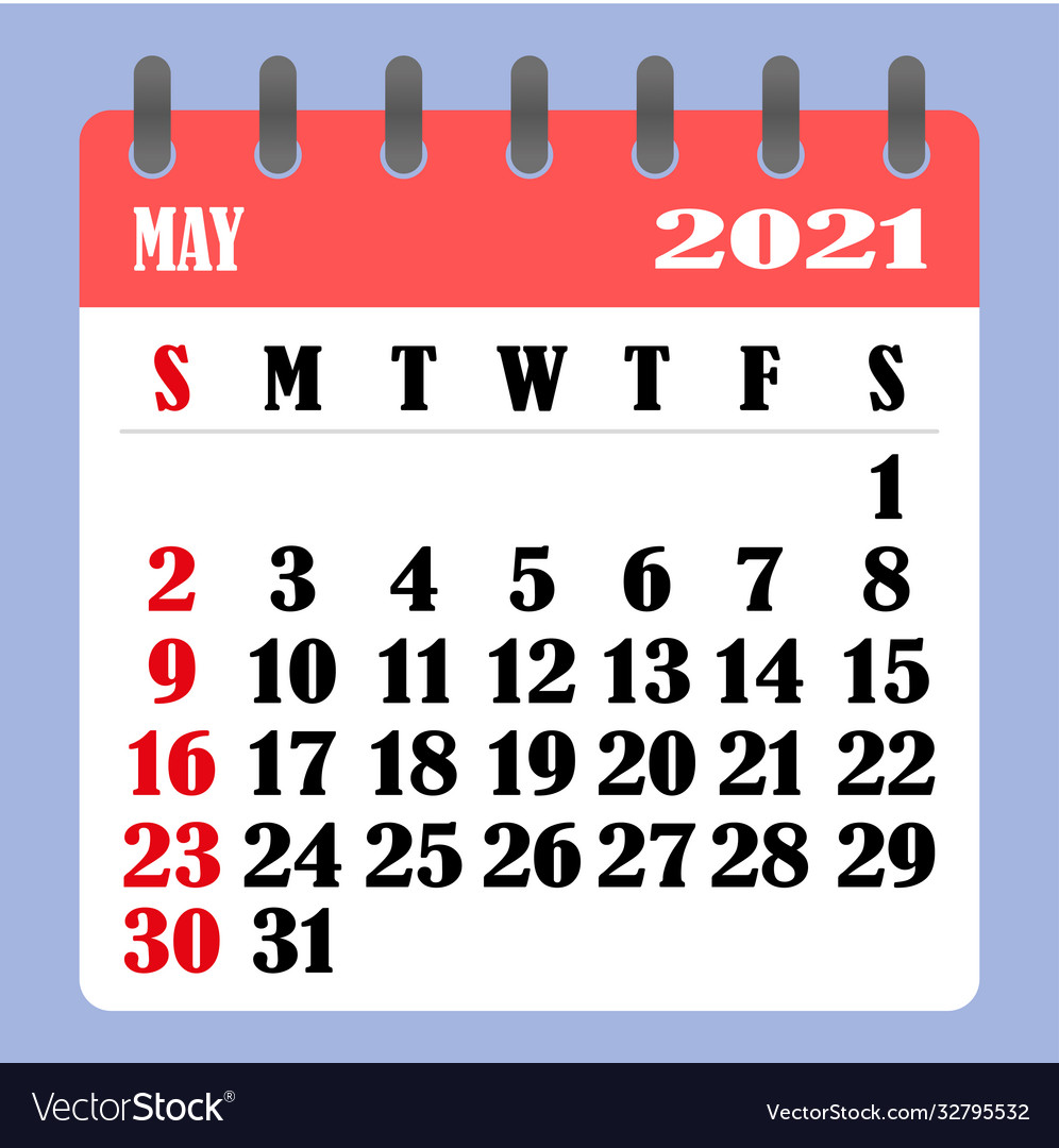 May 2021 Calendar - Weekly View