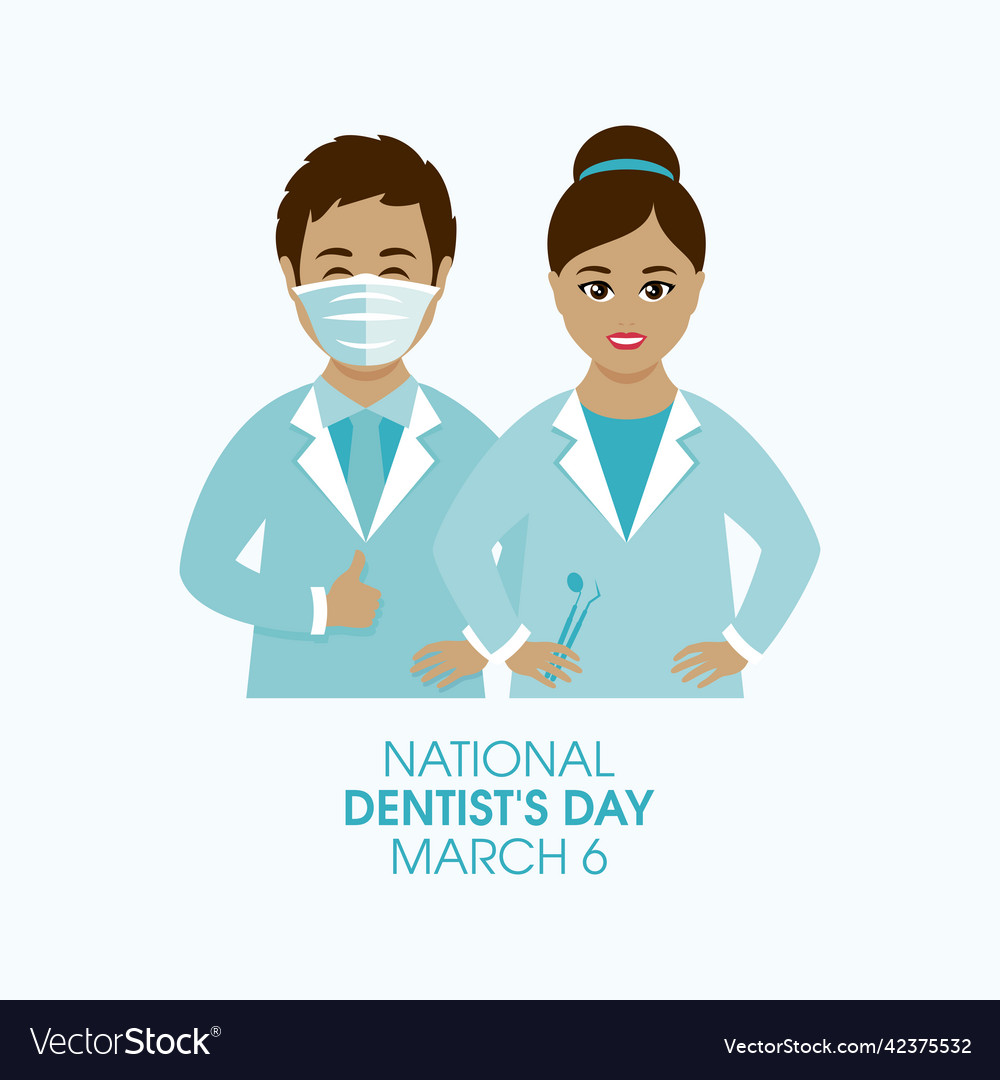 National dentists day poster with man and woman