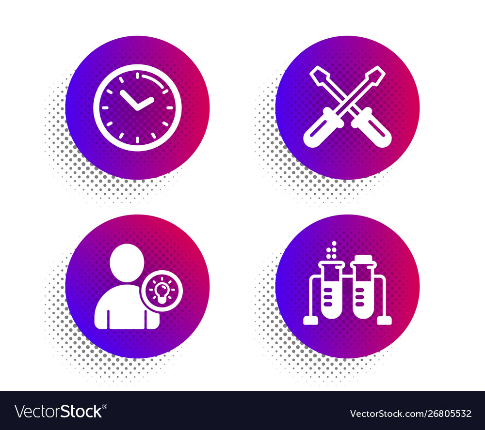 Screwdriverl user idea and time icons set