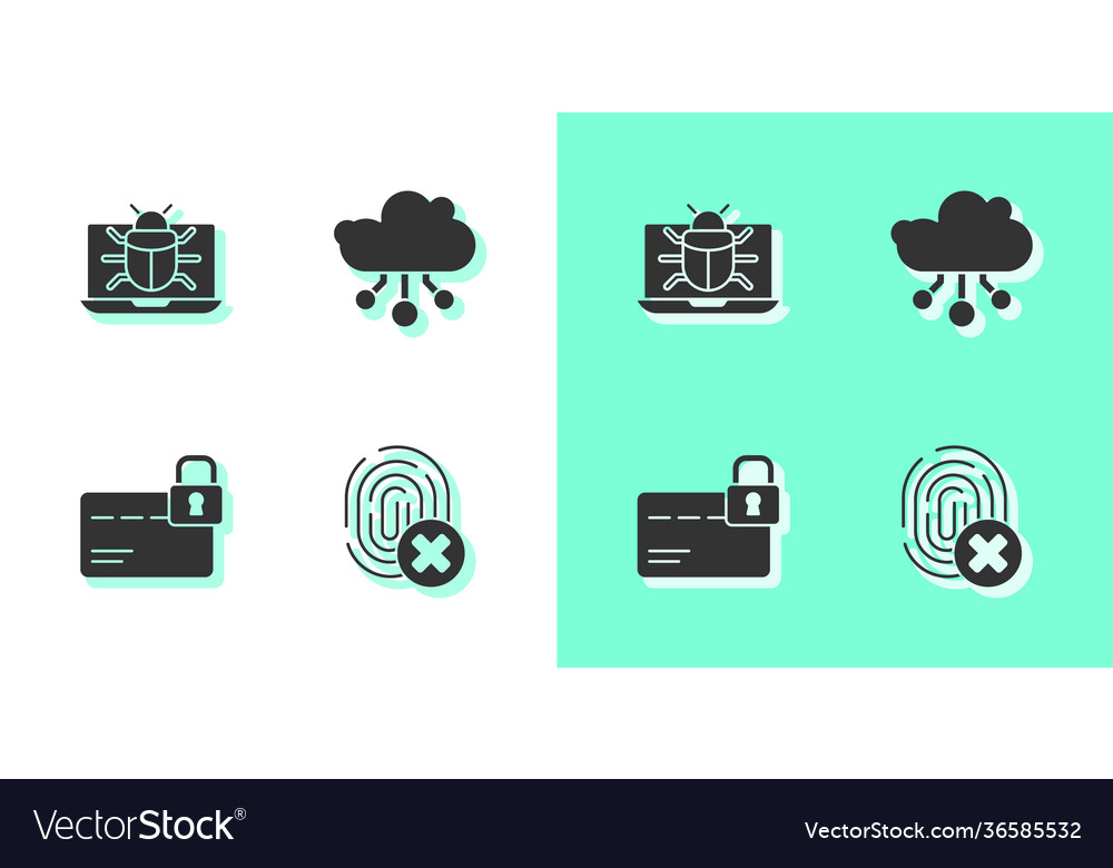 Set cancelled fingerprint system bug on monitor vector image Set cancelled fingerprint system bug on monitor