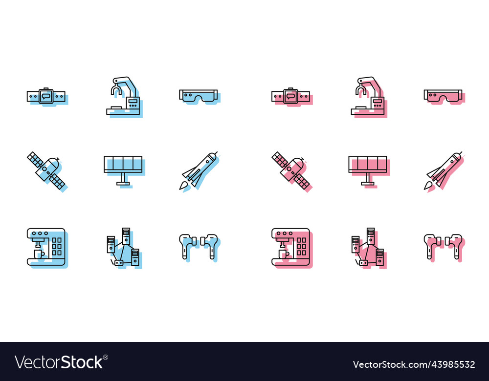 Set line coffee machine computer network vector image Set line coffee machine computer network