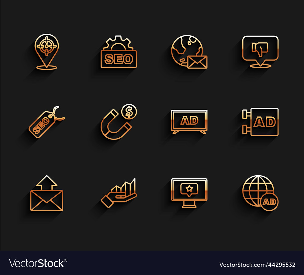 Set line mail and e-mail pie chart infographic vector image Set line mail and e-mail pie chart infographic