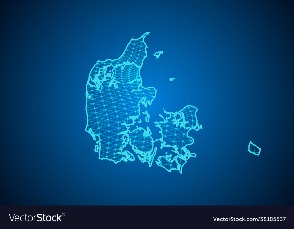 Abstract digital map denmark with particles