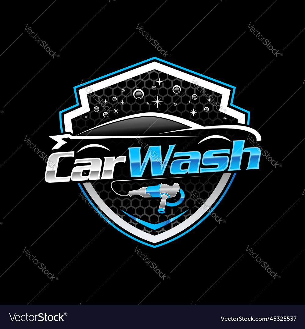 Car wash and auto detailing blue and silver logo d