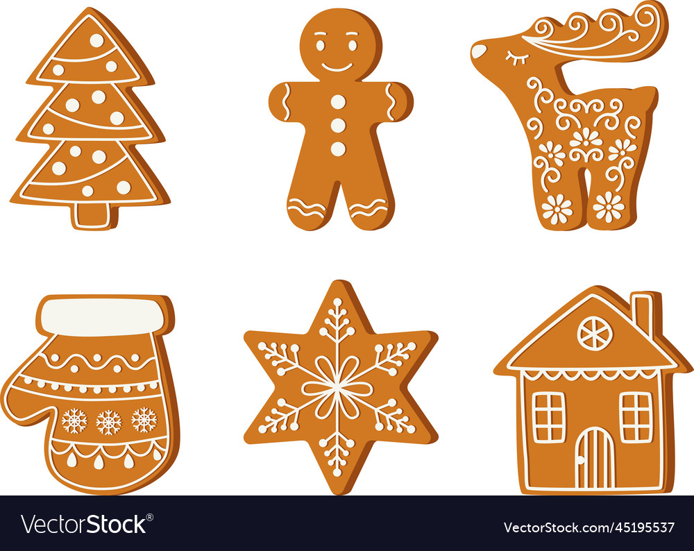 Christmas gingerbread cookies traditional holiday Vector Image