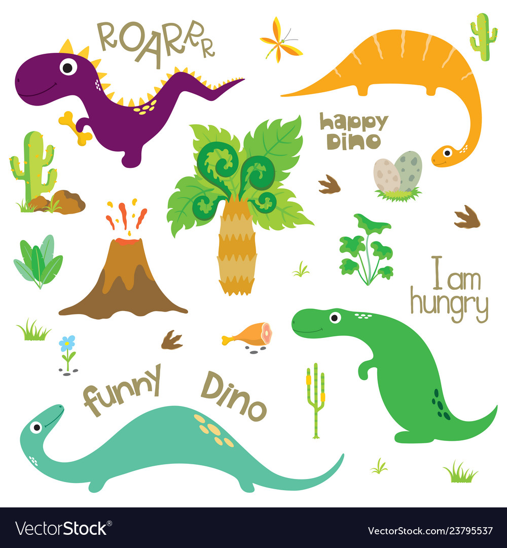 Cute dinosaurs set