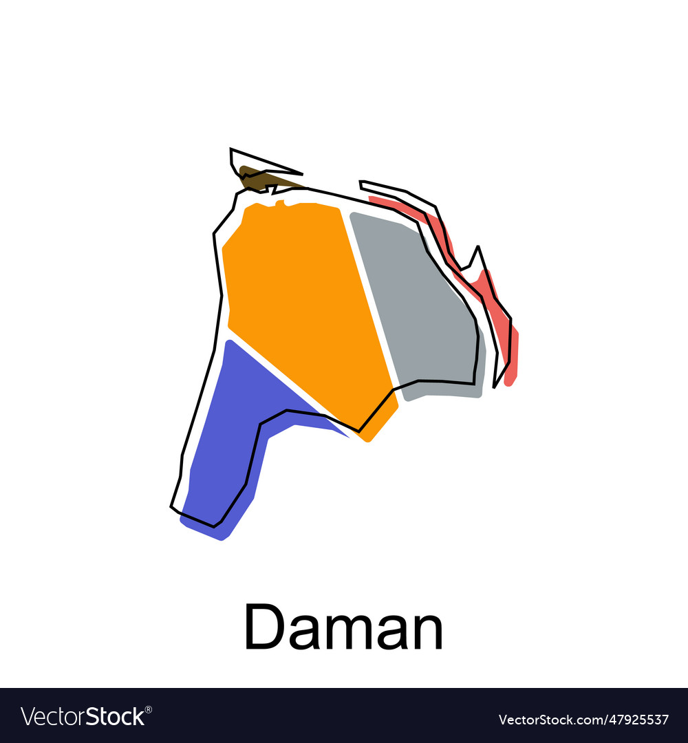 Daman map design template with outline vector image Daman map design template with outline