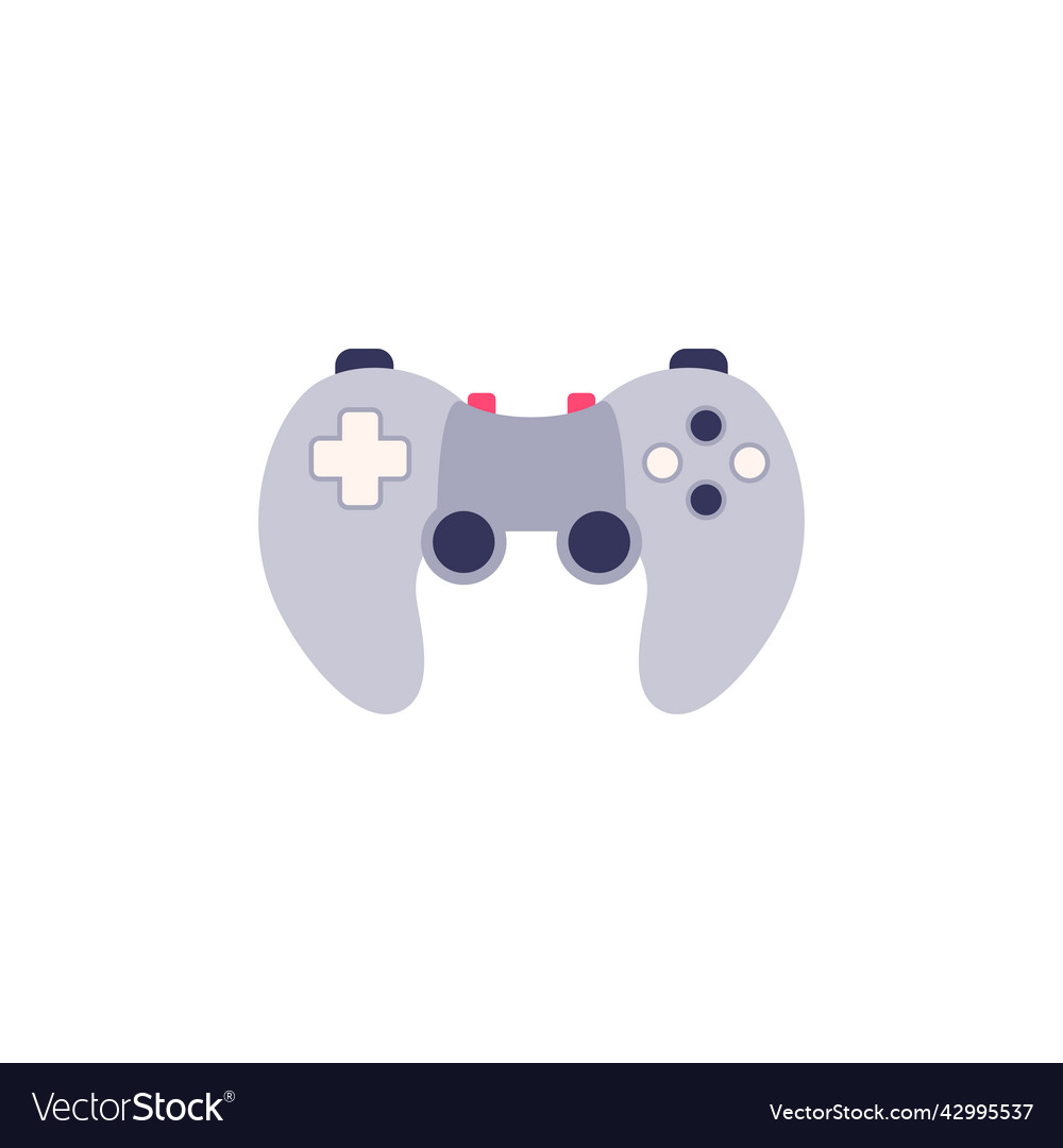 Gray joystick gamepad flat style vector image Gray joystick gamepad flat style
