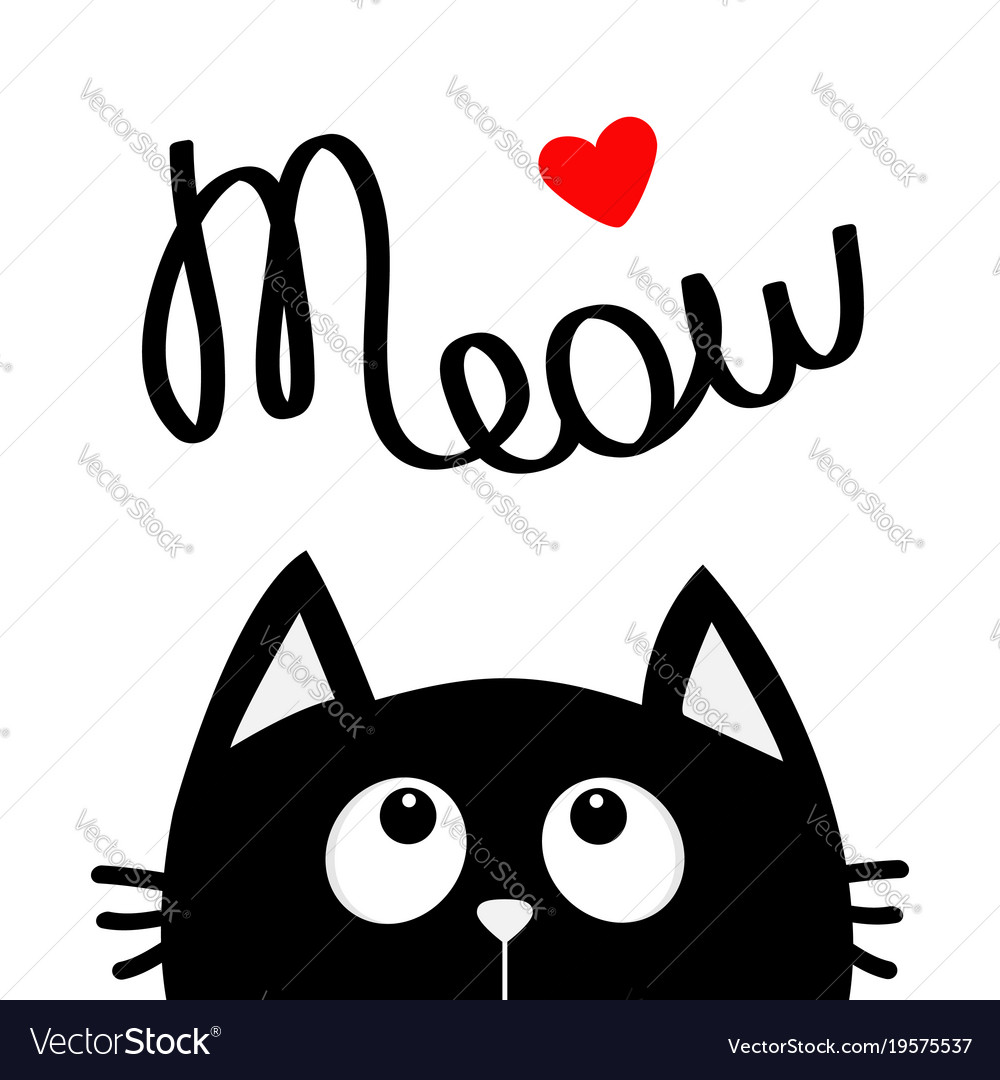 Happy valentines day black cat looking up to red
