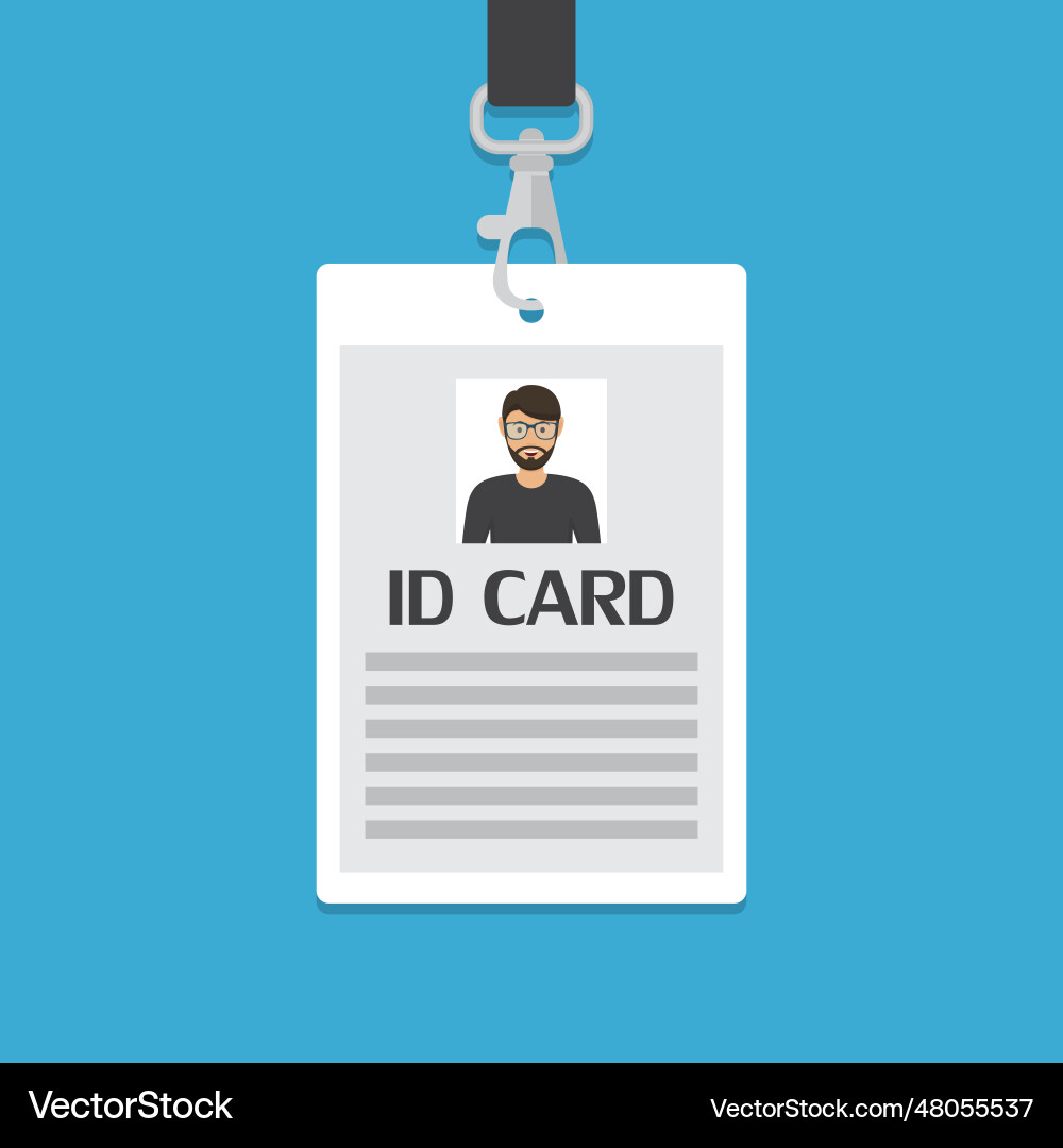 Male id card in a flat design Royalty Free Vector Image