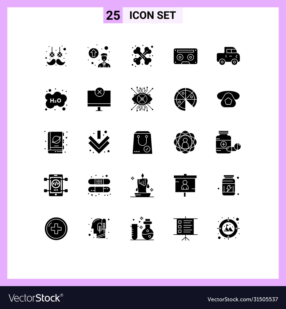 Pictograph set 25 simple solid glyphs jeep