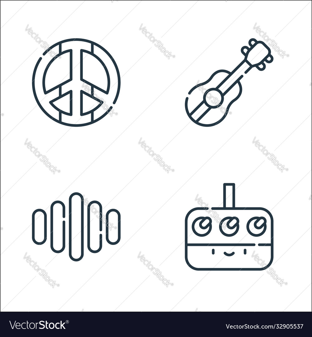 Reggae line icons linear set quality