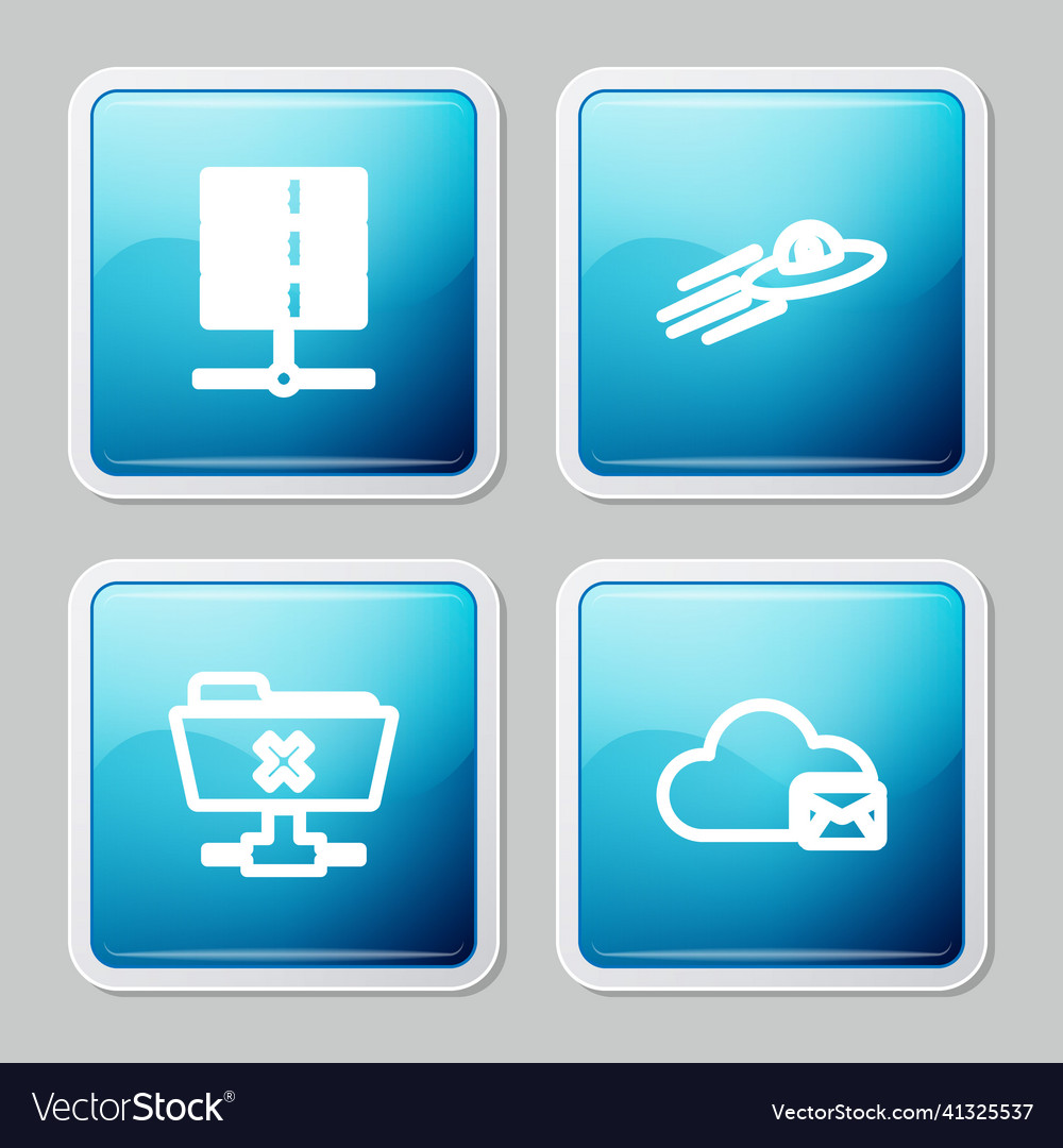 Set line server data web hosting ufo flying vector image Set line server data web hosting ufo flying