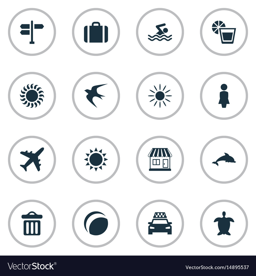 Set of simple seaside icons