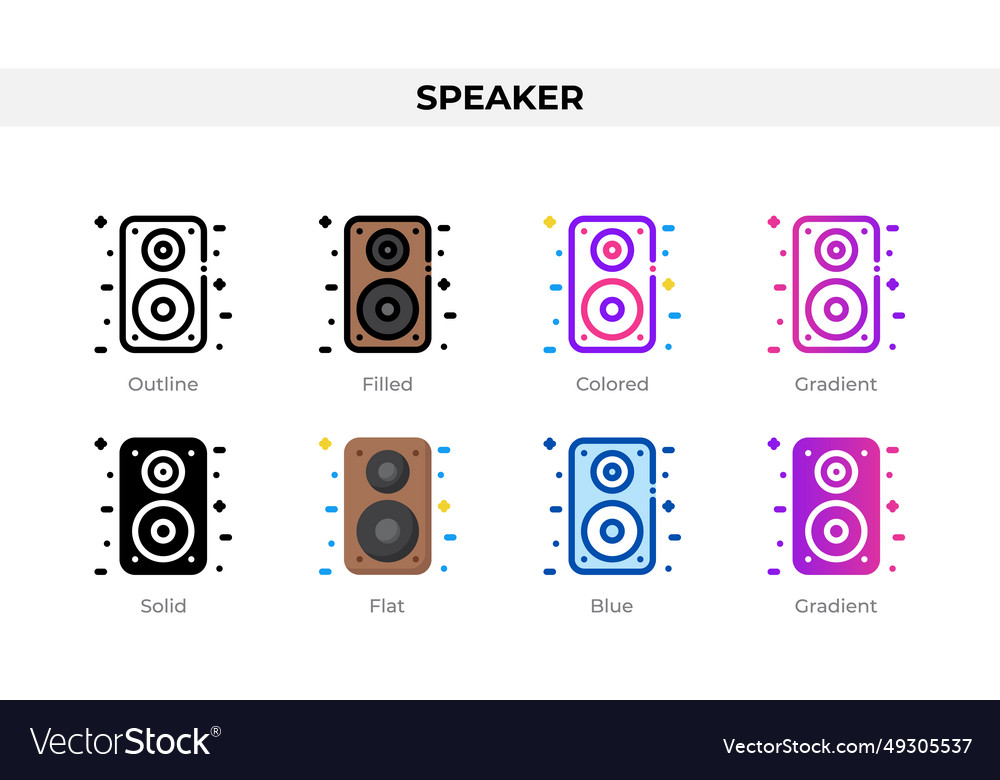 Speaker icons in different style vector image Speaker icons in different style